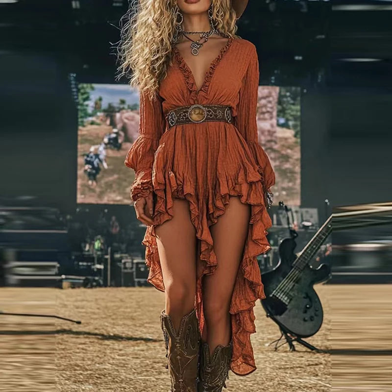 Retro Ruffle Irregular Dress I Boho Dress I Love that Boho Retro Ruffle Irregular Dress I Boho Dress I Love that Boho