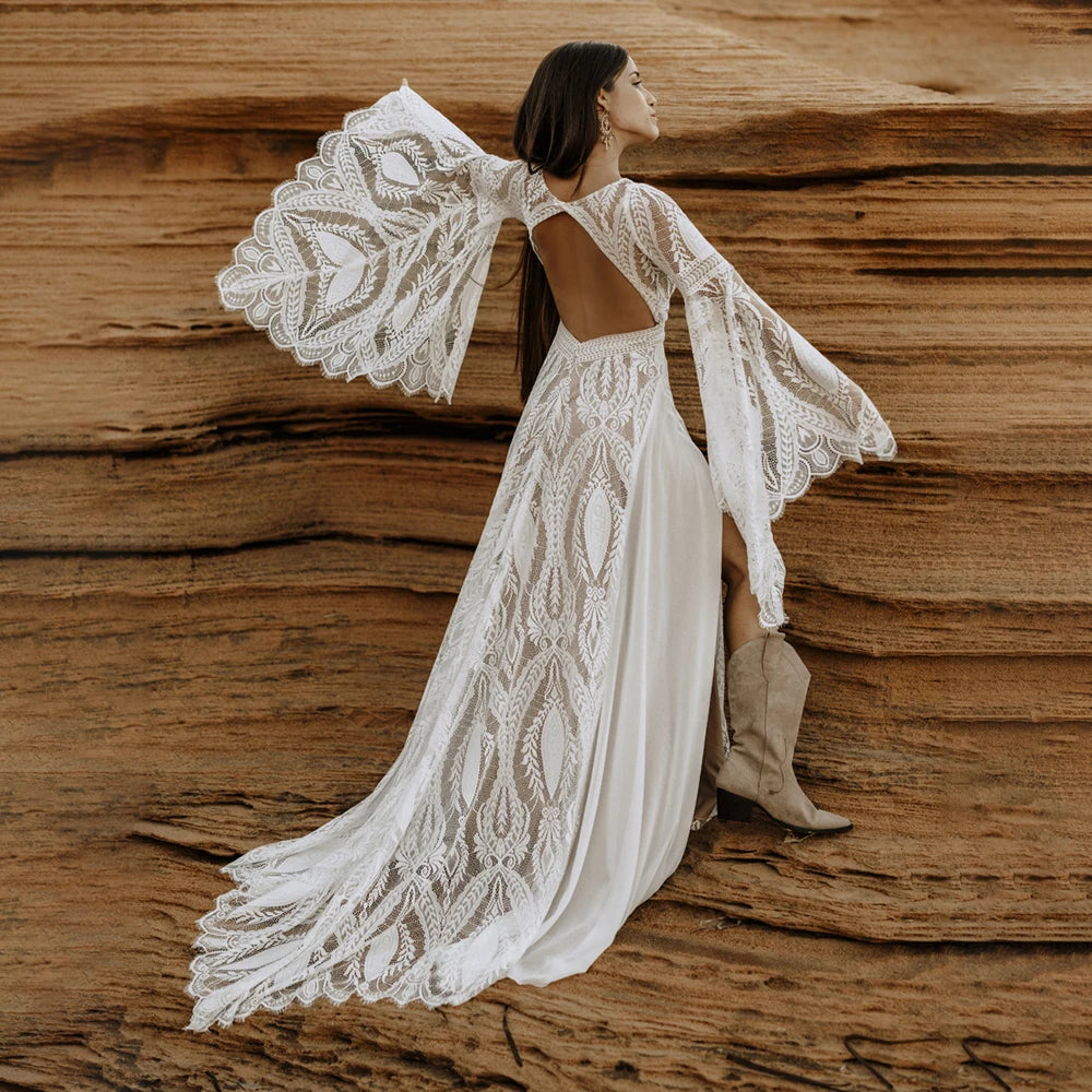 Bell Sleeves Boho Wedding Dress I Love that Boho | Love that Boho Bell Sleeves Boho Wedding Dress I Love that Boho | Love that Boho