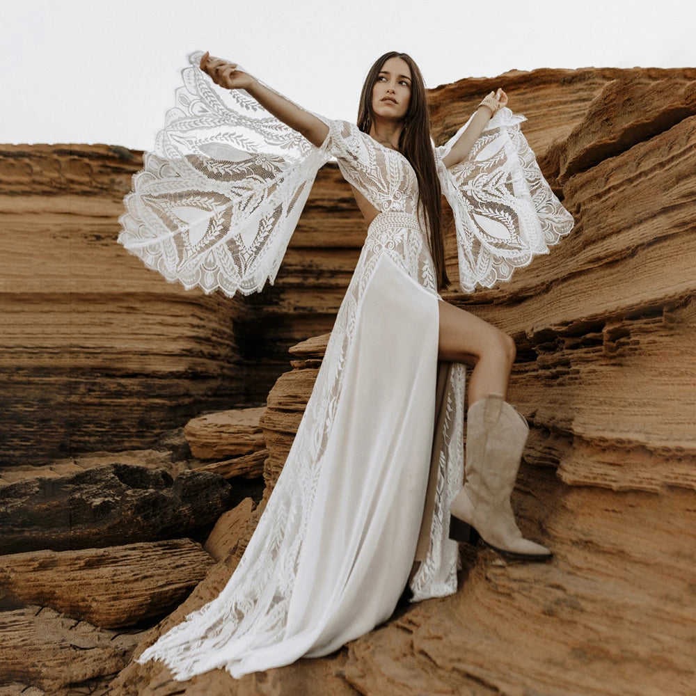 Bell Sleeves Boho Wedding Dress I Love that Boho