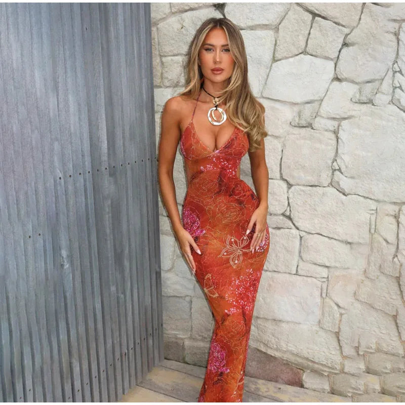orange backless maxi dress Alissa Backless Maxi Gown -Orange XS