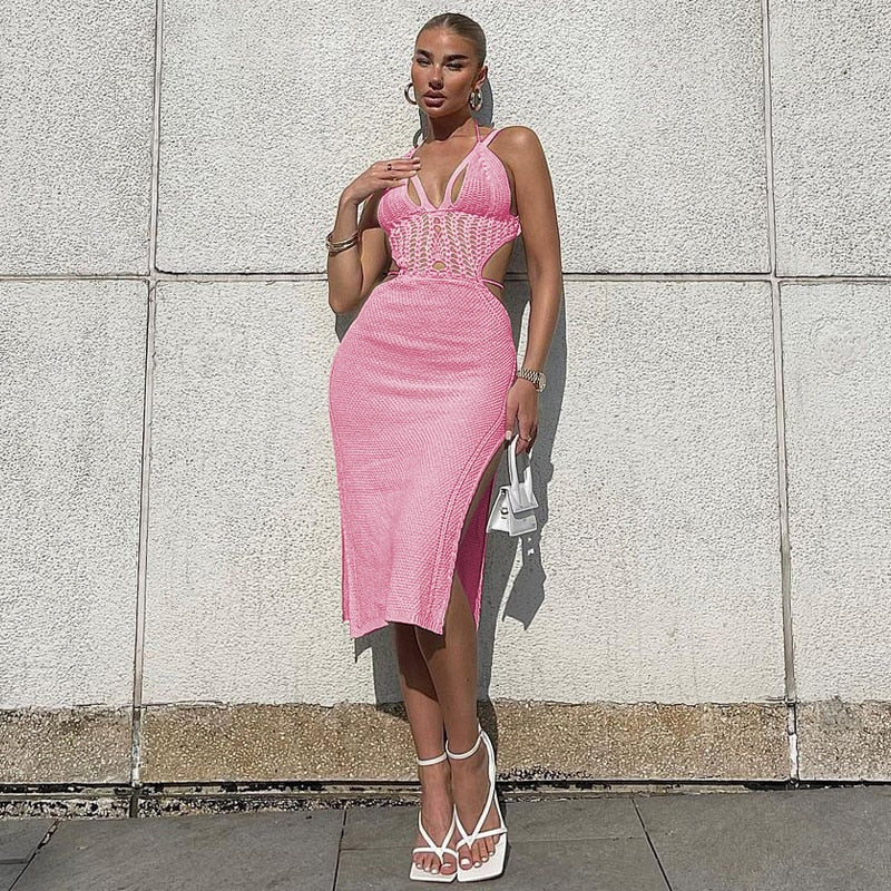 Knitted Cut Out Halter Backless Dress I Love that Boho | Love that Boho Knitted Cut Out Halter Backless Dress I Love that Boho | Love that Boho