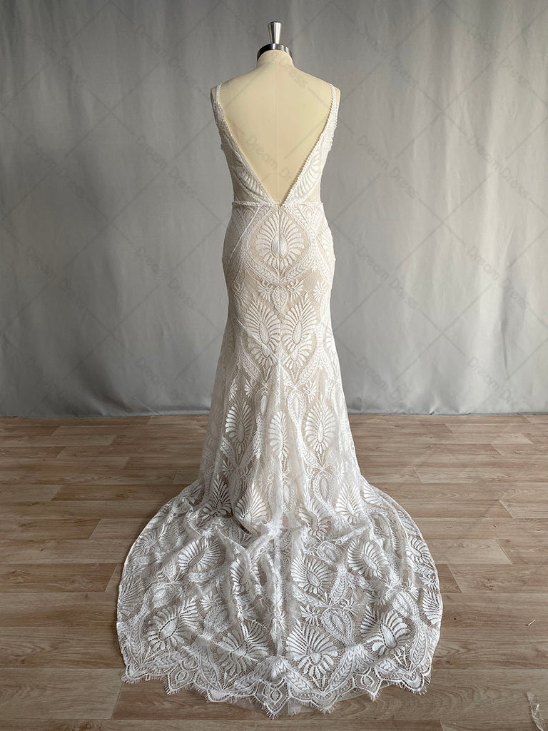 Lace Mermaid Backless Wedding Dress