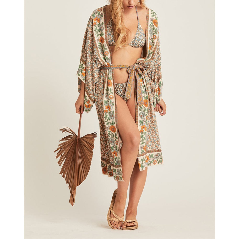 Dames Kanten Katoenen Jurk Holle Bloemen Robe Boho Losse Kimono Strand Dames Kanten Katoenen Jurk Holle Bloemen Robe Boho Losse Kimono Strand