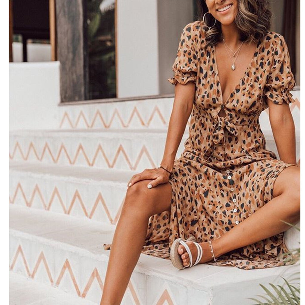 Leopard Print V-neck dress | Leopard Print Maxi | Love that Boho | Love that Boho Leopard Print V-neck dress | Leopard Print Maxi | Love that Boho | Love that Boho