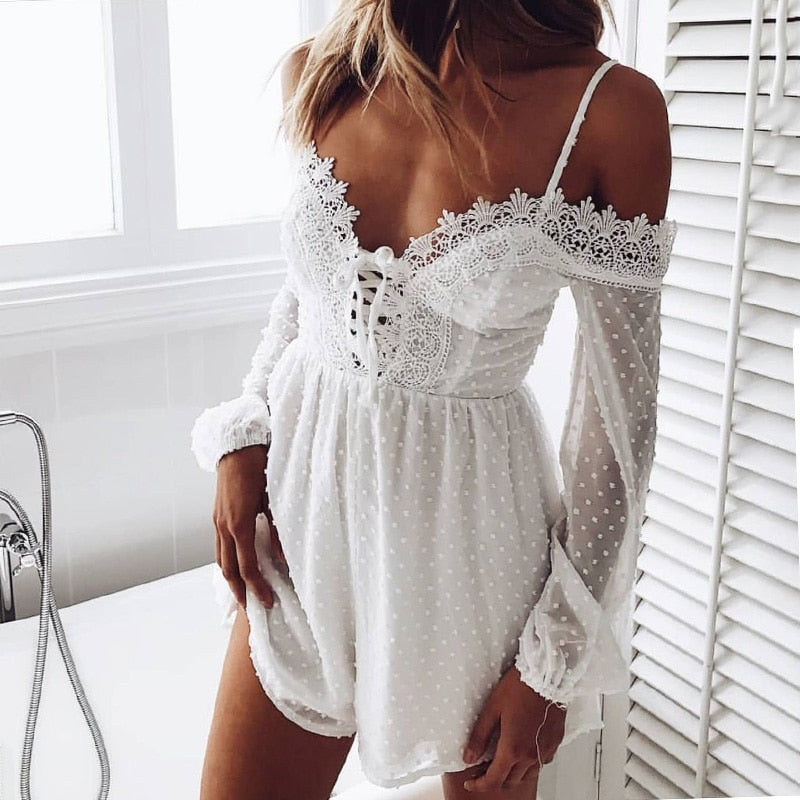 white lace playsuit, white  playsuit, lace playsuit, white playsuit