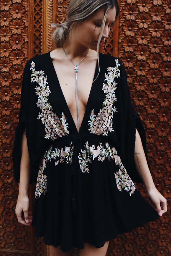 Floral Embroidery boho mini dress | Embroidered dress | Love that Boho | Love that Boho Floral Embroidery boho mini dress | Embroidered dress | Love that Boho | Love that Boho