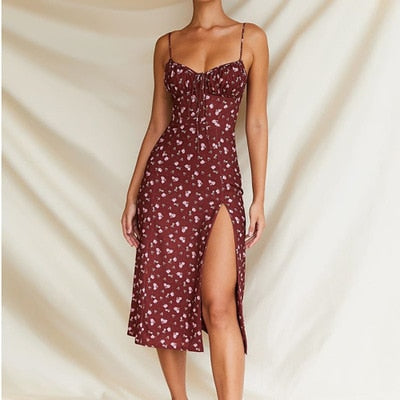 Burgundy High Split Floral Dress | Burgundy Dress | Love that Boho | Love that Boho Burgundy High Split Floral Dress | Burgundy Dress | Love that Boho | Love that Boho