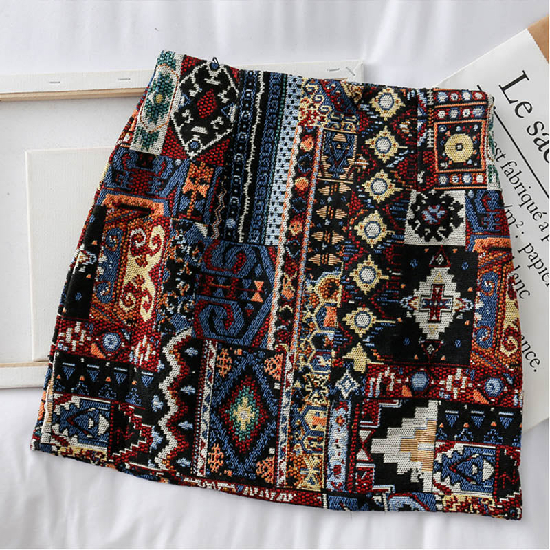 Geometric Embroidered A-Line Mini Skirts colours I Love that