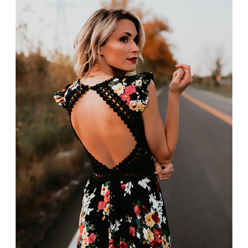 backless floral maxi dress