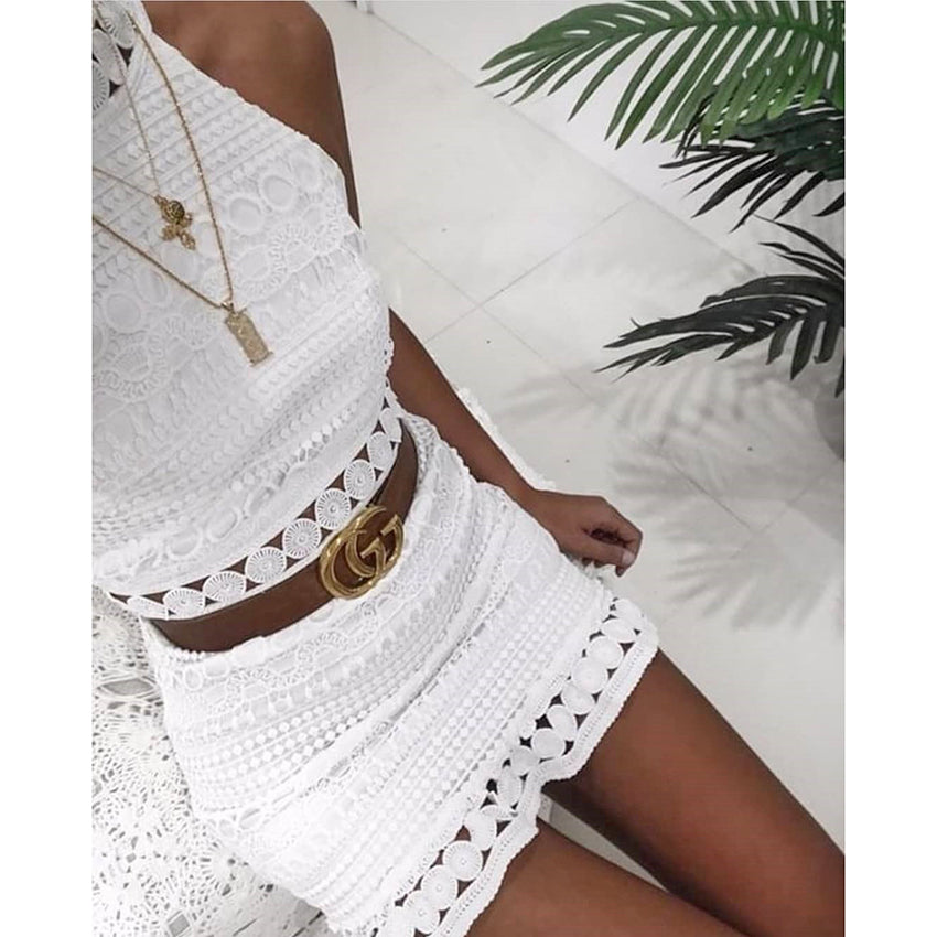 White Lace Dress with cut outs
