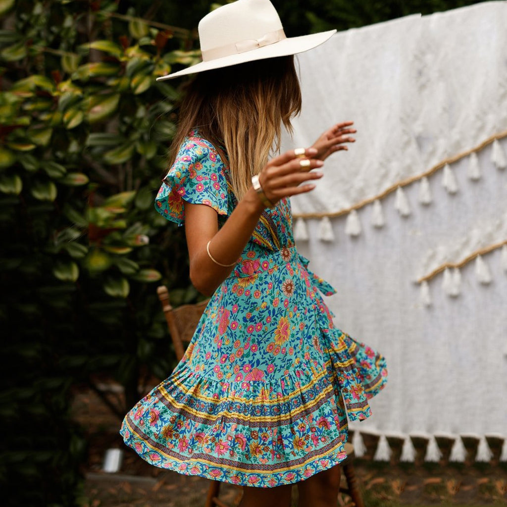 Multi Printed Ruffle Mini Dress | Love that Boho Multi Printed Ruffle Mini Dress | Love that Boho