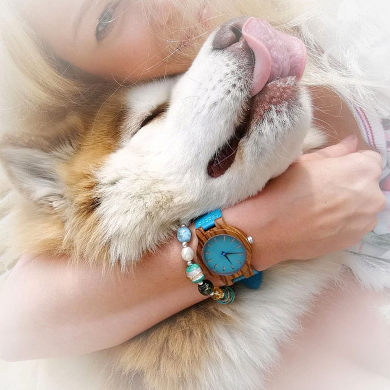 Womans wood watch. turquoise woman's wood watch. His & Her Turquoise Wood Watch