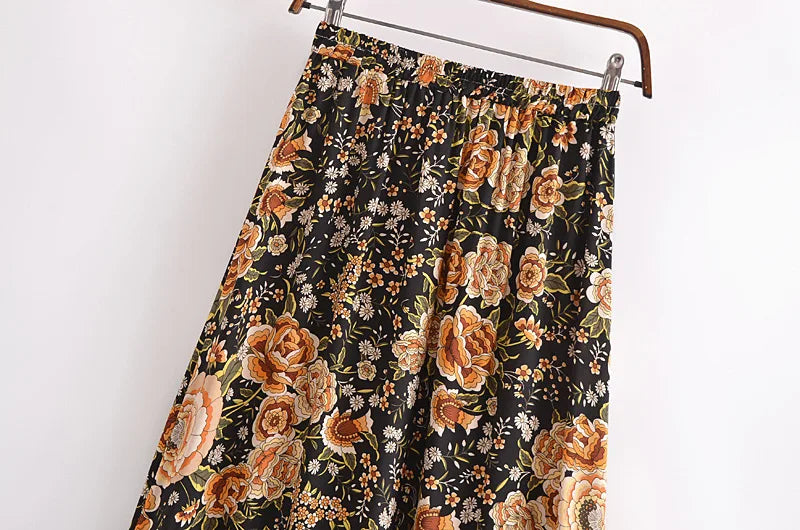 Bohemian Floral Print Maxi Skirt , bohemian skirt, boho skirt, bohemian maxi skirt