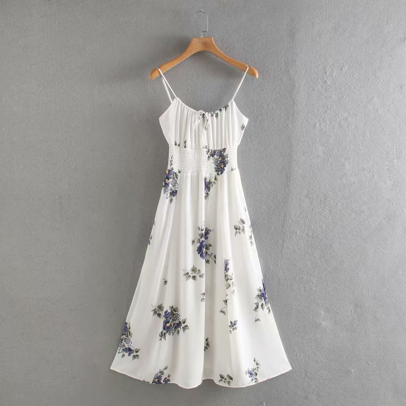 summer floral dress , white floral boho summer dress