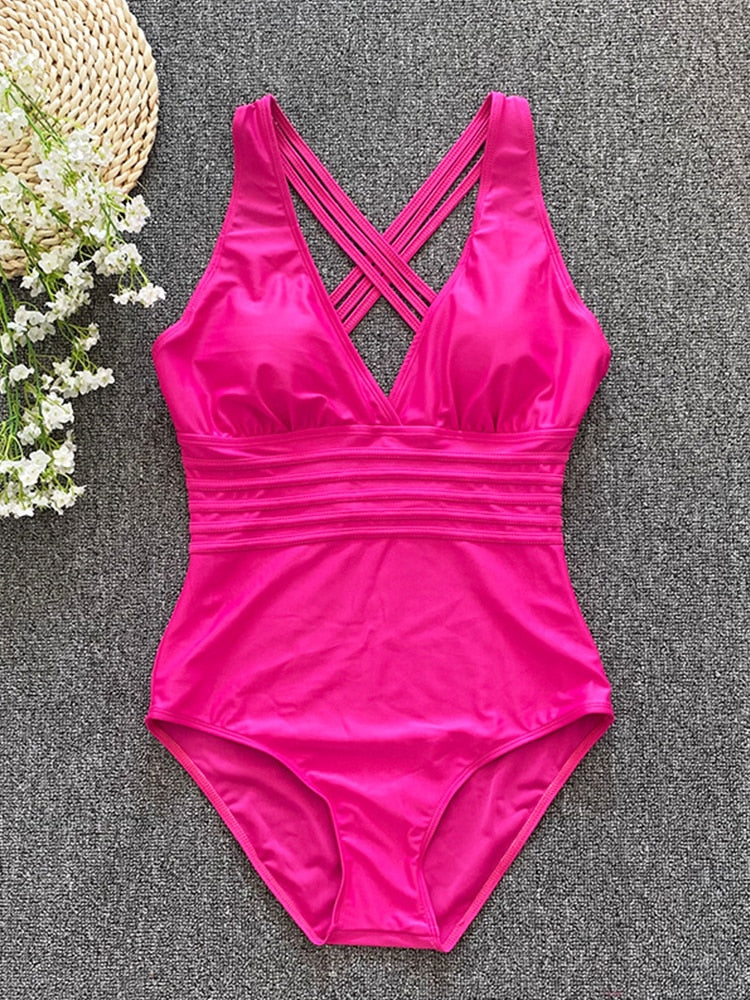 One Piece Swimsuit - Waist patterned