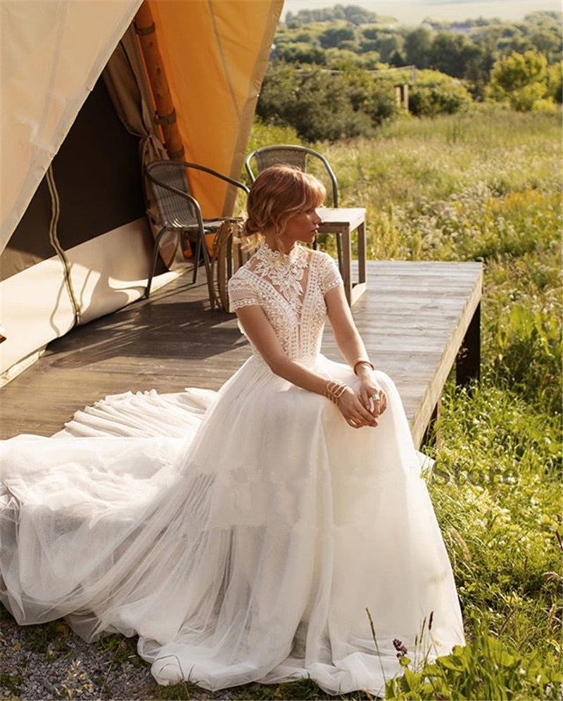 Boho Lace High Neck Wedding Dress I Love that Boho | Love that Boho Boho Lace High Neck Wedding Dress I Love that Boho | Love that Boho