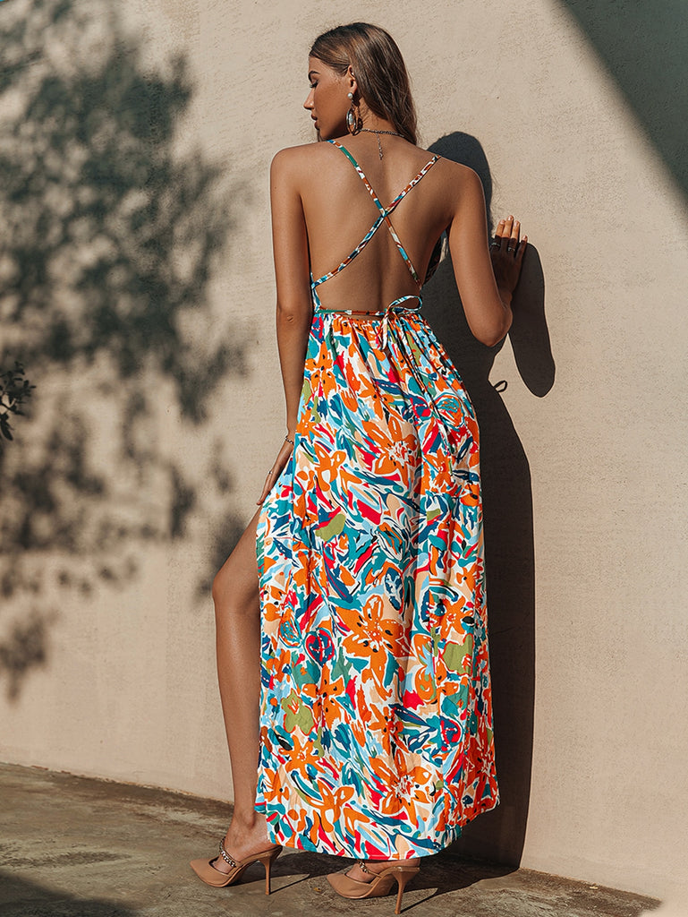 Backless summer party maxi dress