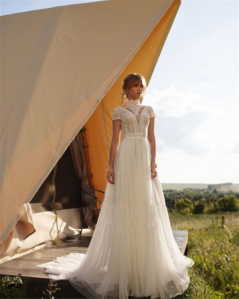 Boho Lace High Neck Wedding Dress I Love that Boho | Love that Boho Boho Lace High Neck Wedding Dress I Love that Boho | Love that Boho
