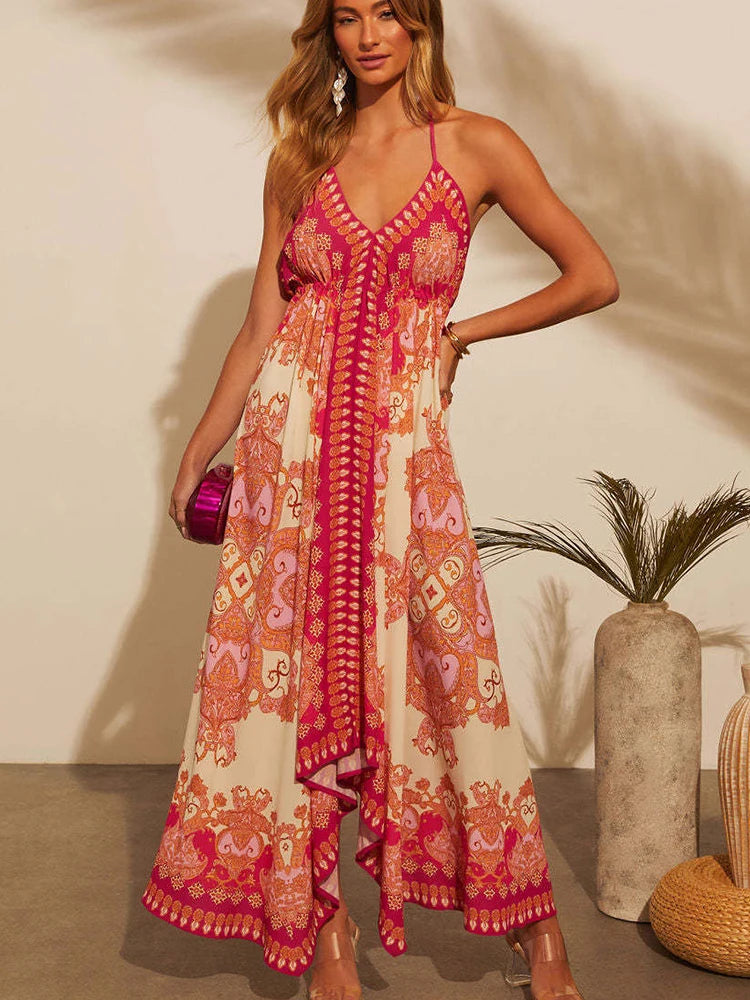 bohemian love style dresses Sandswept Paisley Maxi Dress Natural/Brown / L