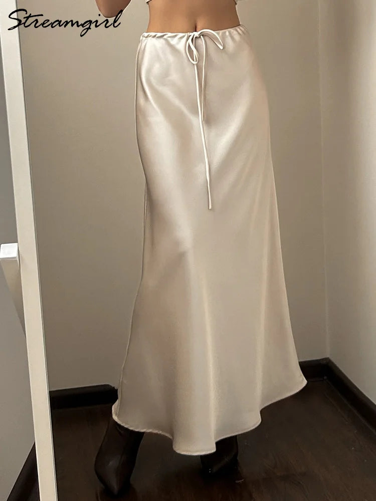 Satin A-line Long Skirt