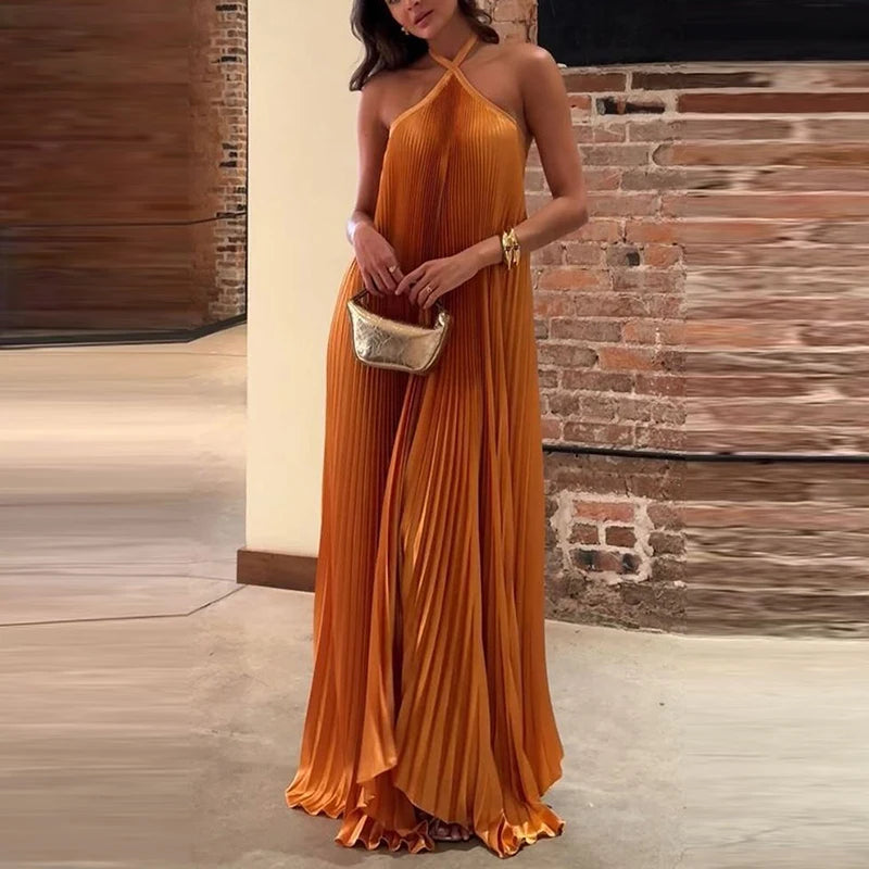 Pleated Halter Evening Dress | Love that Boho Pleated Halter Evening Dress | Love that Boho