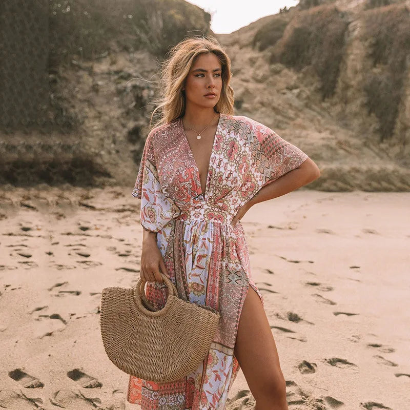 smock beach dress Vivance Printed Summer Smock Dress