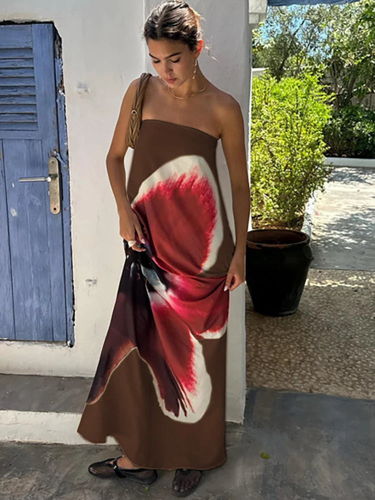 Floral Backless Belt  Maxi Dress