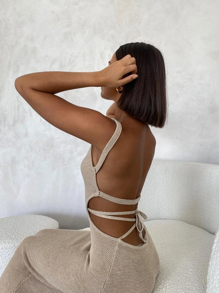 Backless Knit Stripe Maxi Dress I Love that Boho