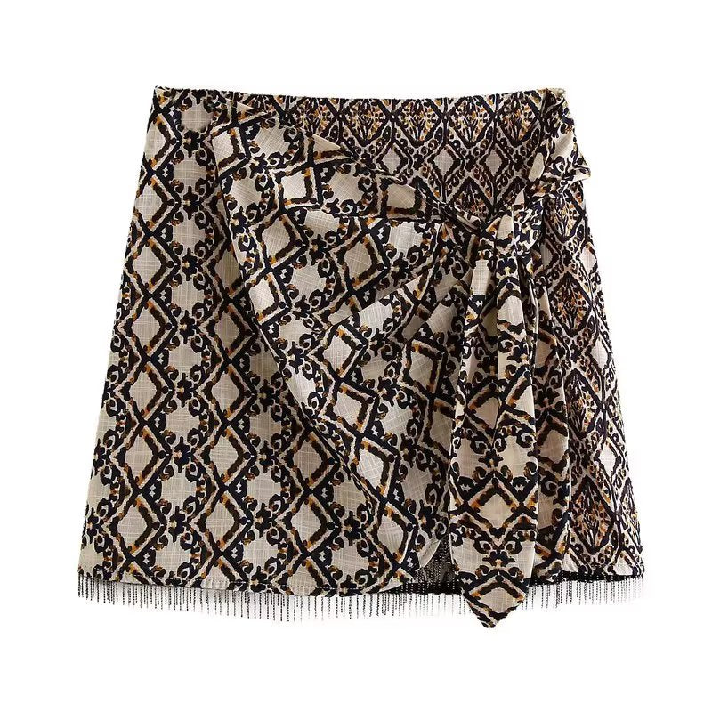 wrap sarong skirt, sarog, wrap mini skirt, Wrap-style Printed Sarongl Knot Skirt