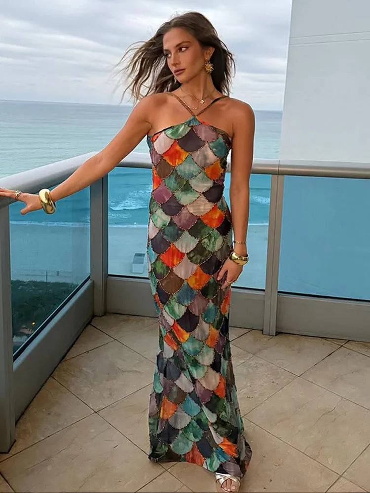 Halter Contrast Maxi Dress I Mermaid Boho Dress I Love that Boho