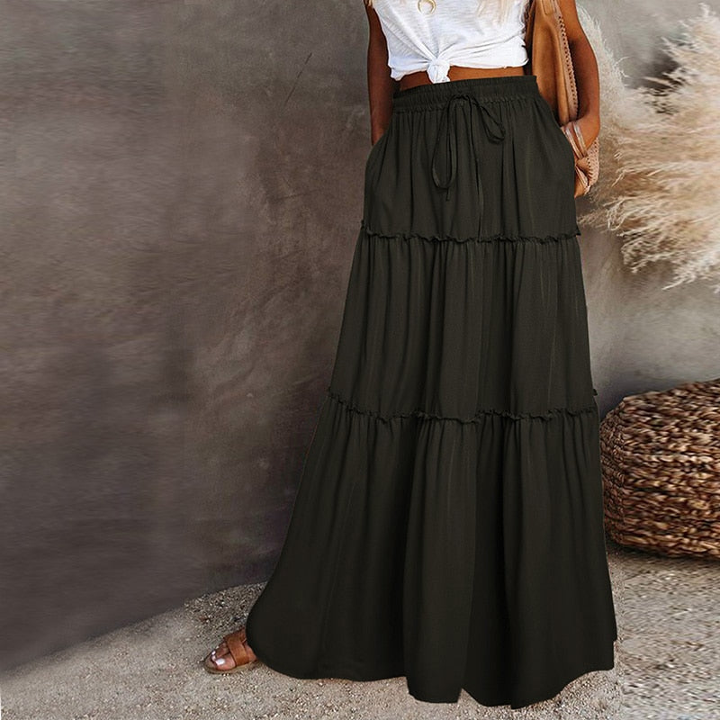 Long High Waist Maxi Skirt , boho maxi skirt , boho maxi skirt