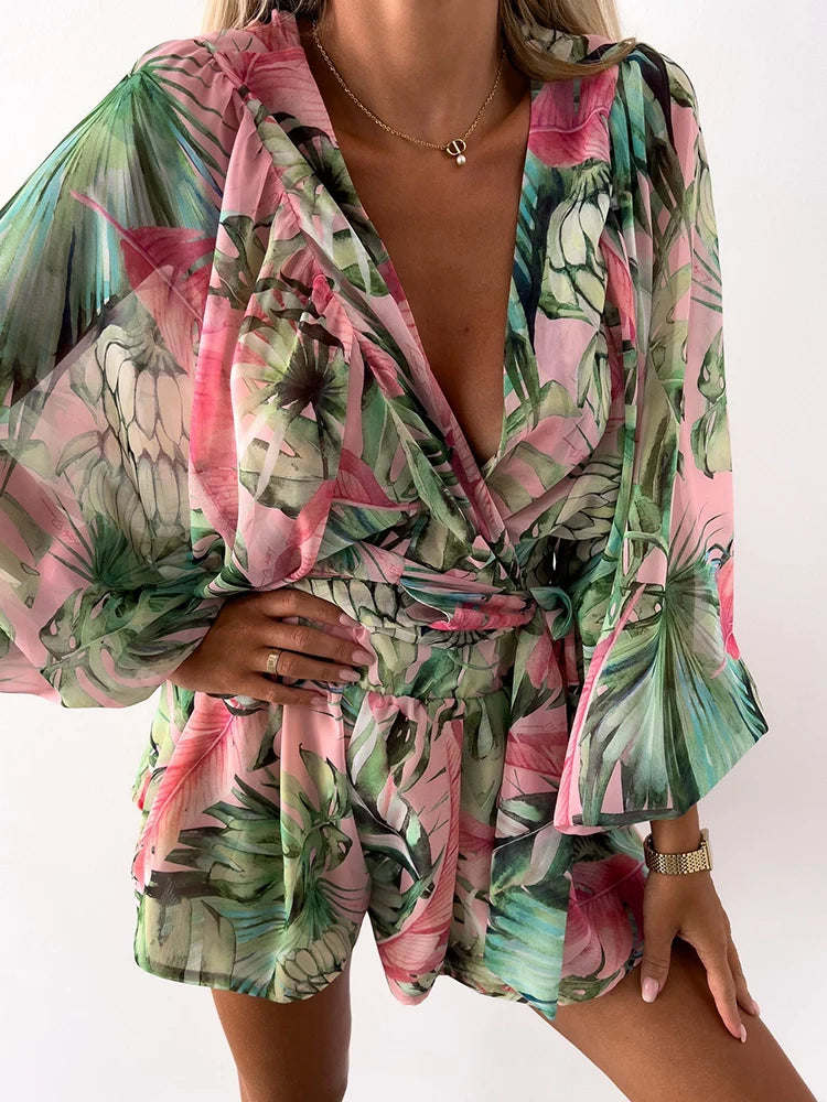 Ruffled Printed Romper