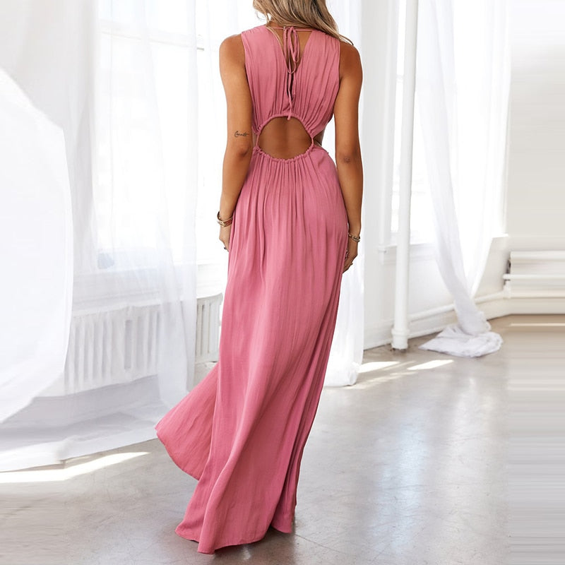 Hollow Out Maxi Dress with Slit