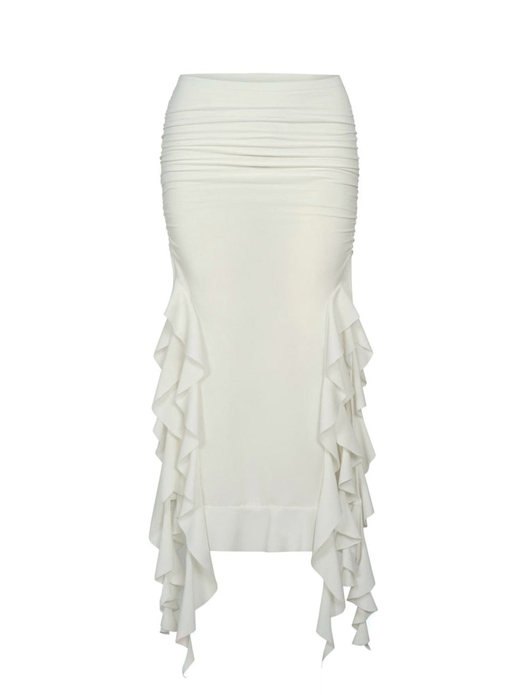  Tassel Ruffled High Waist Boho Skirt, boho white skirt . boho skirt