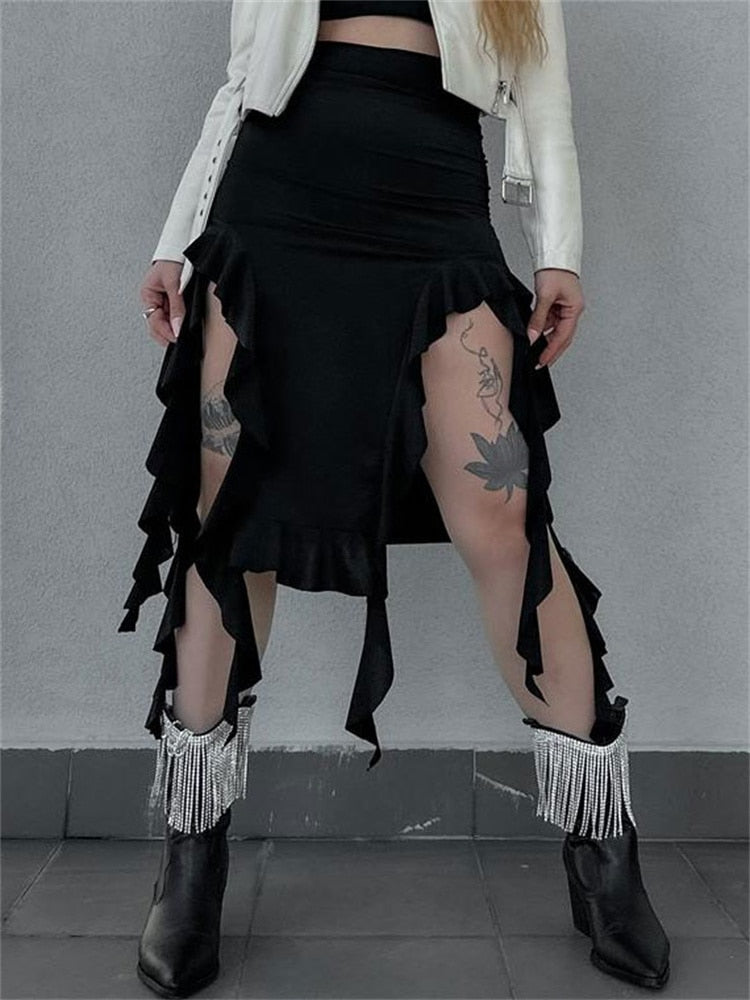 Tassel Ruffled High Waist Boho Skirt - multiple colors