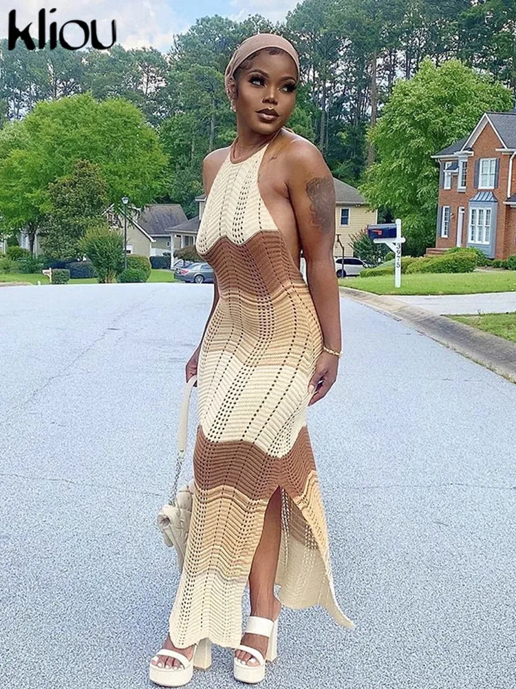 Knitted Halter Bandage Backless Dress I Love that Boho | Love that Boho Knitted Halter Bandage Backless Dress I Love that Boho | Love that Boho