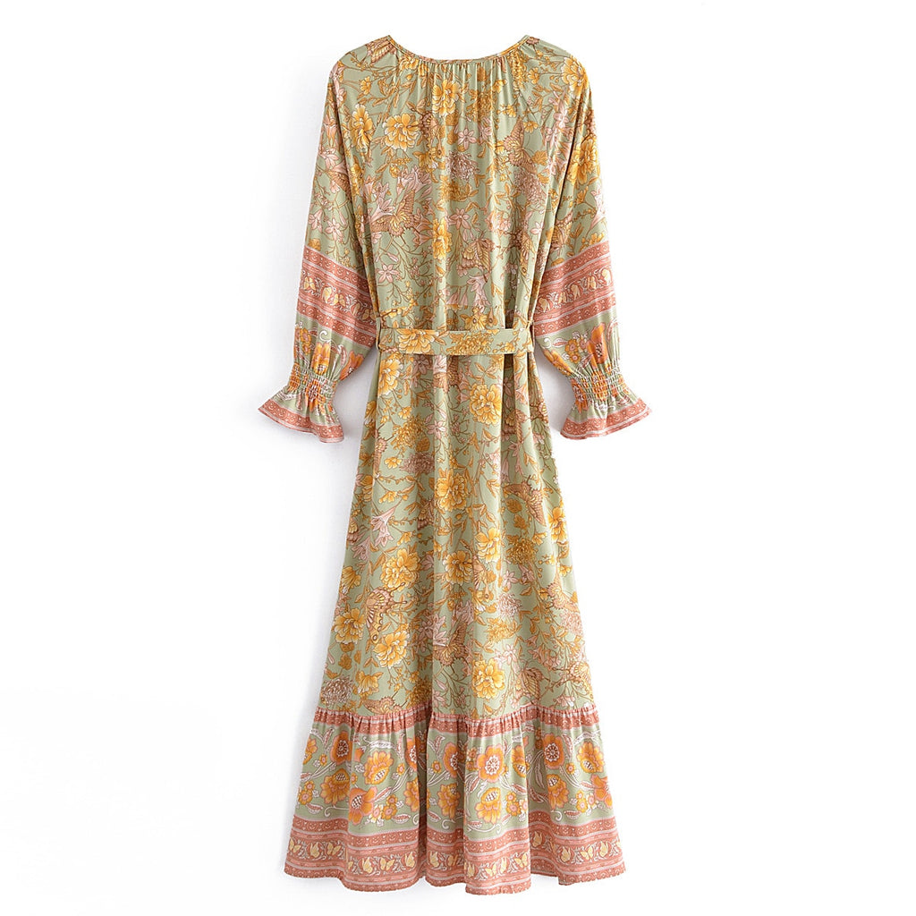 Gypsy Floral Print Maxi Dress , gypsy style dress, gypsy dress 