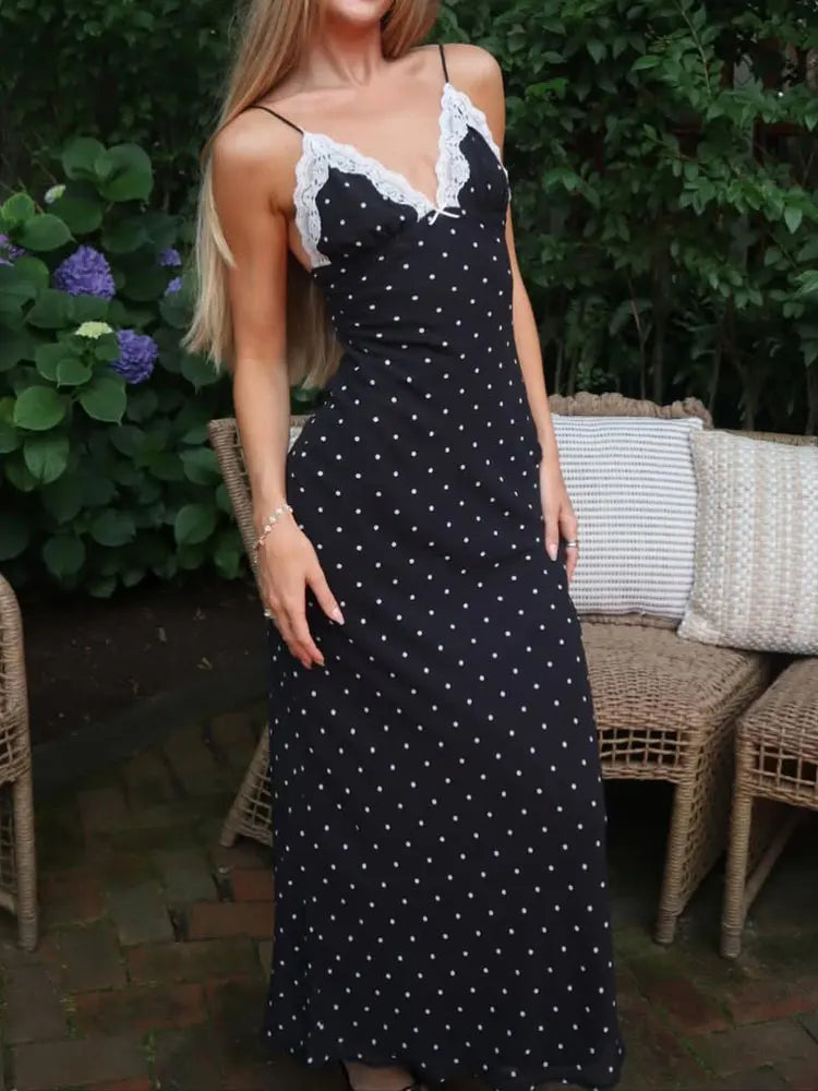 lace polka dot dress Lace V-Neck Polka Dot Dress I Polka dot Dress I Love that Boho