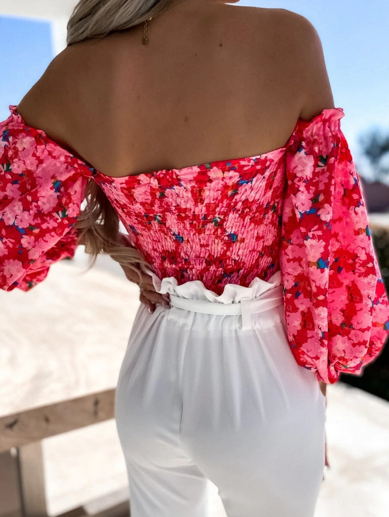 Summer Off-Shoulder Floral Blouse, BOHO TOP , floral boho top