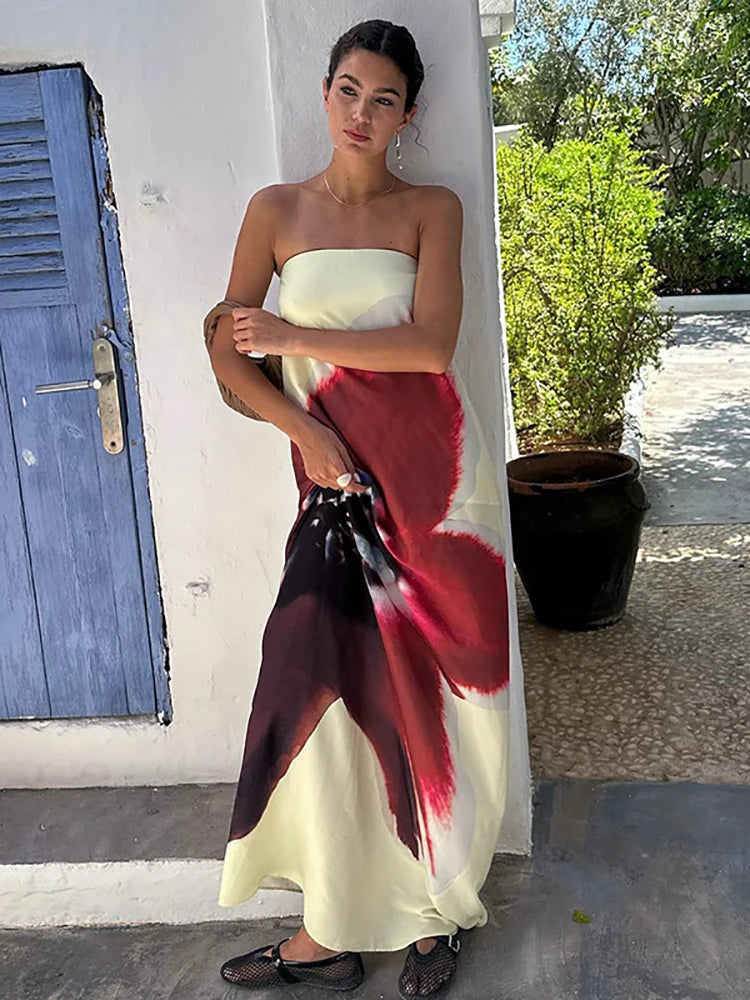 Floral Backless Belt  Maxi Dress