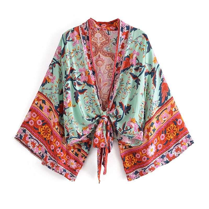  Floral Print  Short Kimono , boho kimono, short boho cardigan