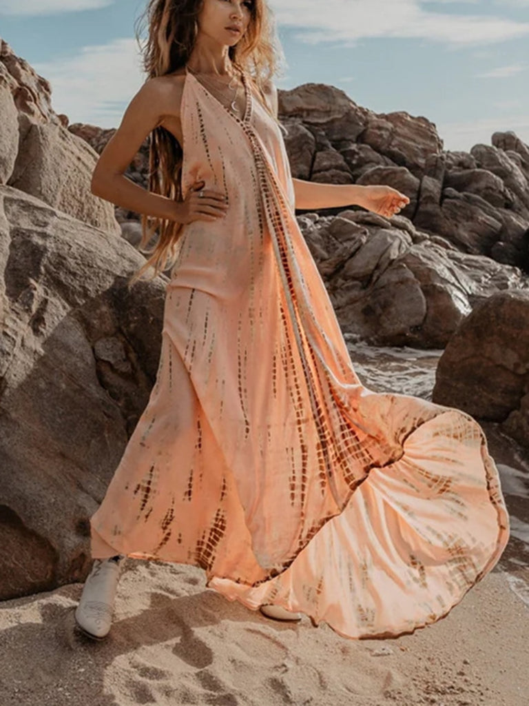 Halter Tie Backless Boho Dress I Boho print dress I Love that Boho