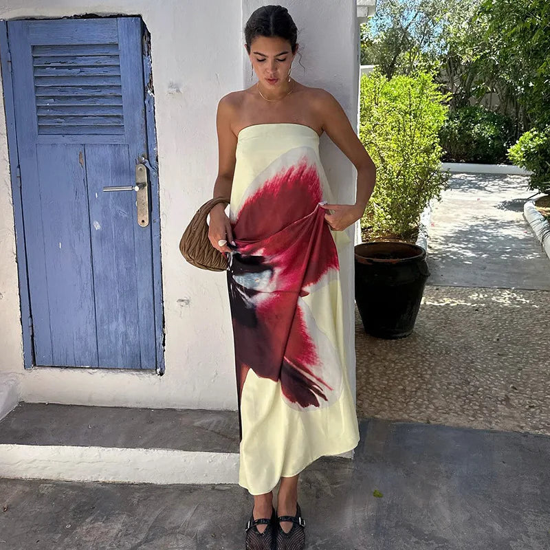 Floral Backless Belt  Maxi Dress