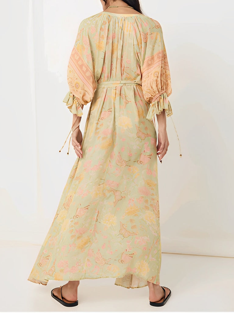 Gypsy Floral Print Maxi Dress , gypsy style dress, gypsy dress 
