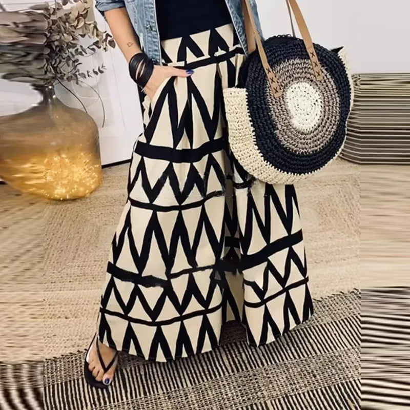 Black and white sales boho maxi skirt