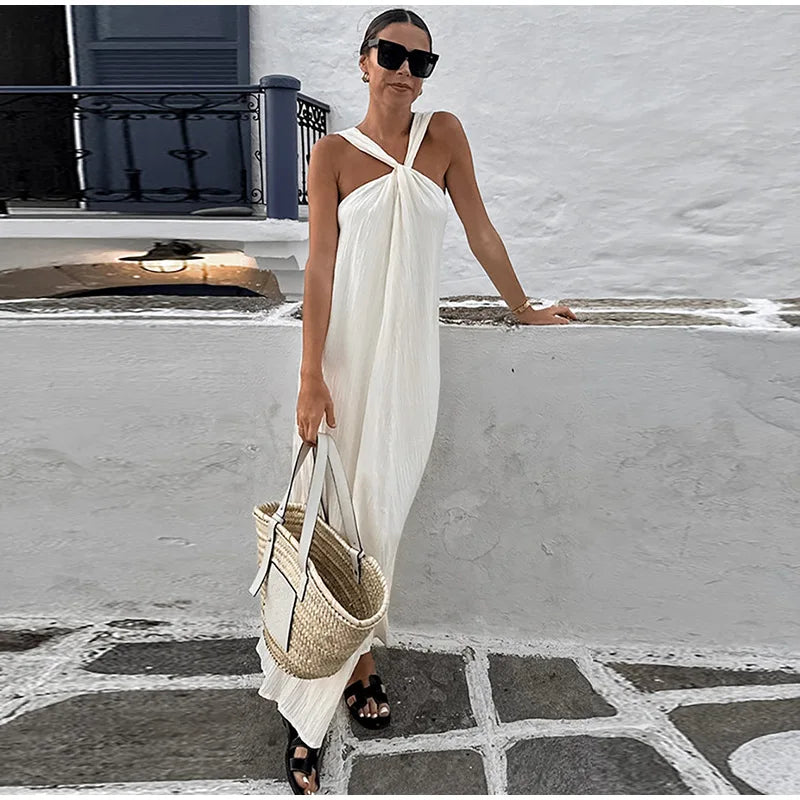 Off Shoulder Halter Pleated Maxi Dress I Love that Boho Off Shoulder Halter Pleated Maxi Dress I Love that Boho
