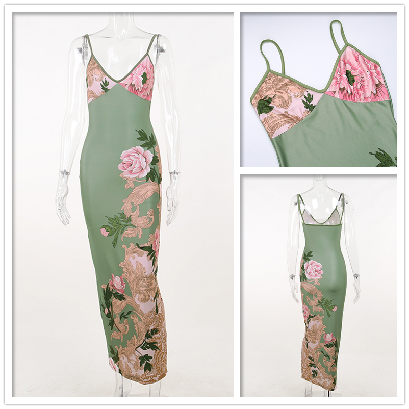 Long Slim Floral Maxi Dress , long floral maxi dress, boho floral maxi dress