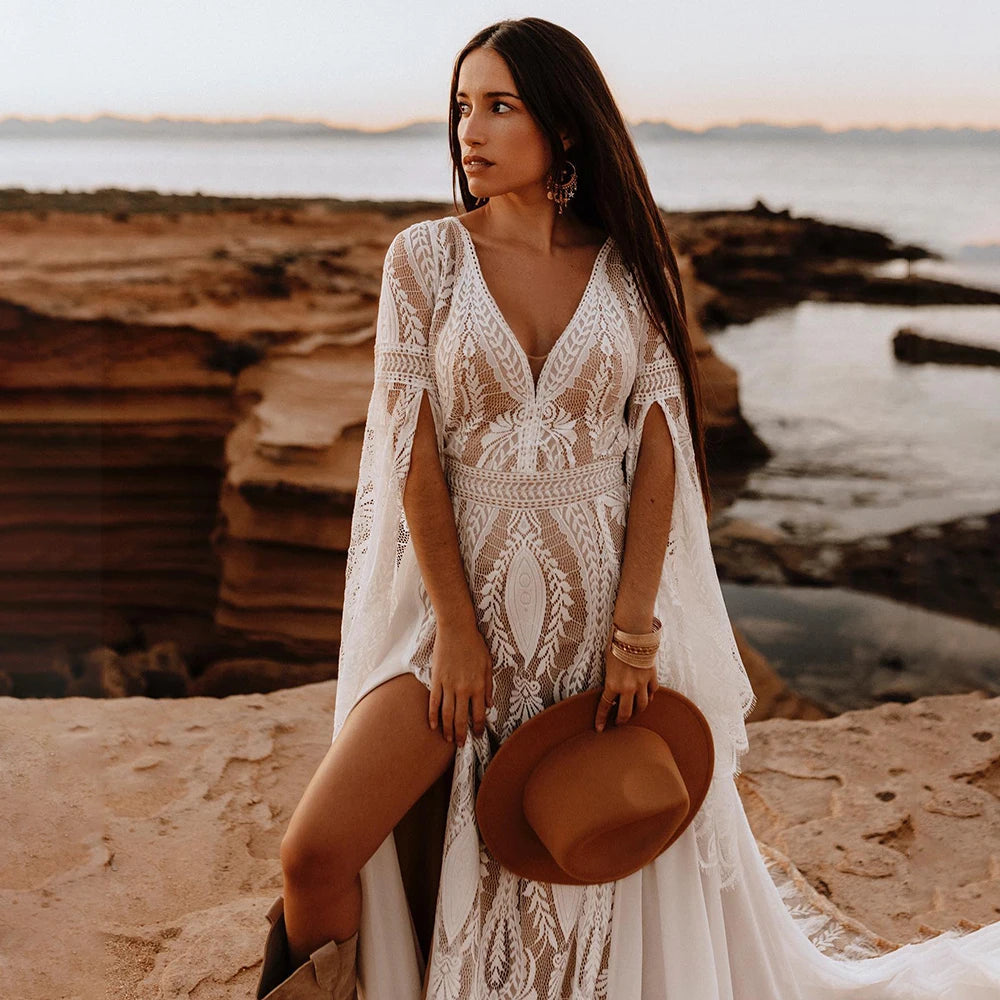 Bell Sleeves Boho Wedding Dress I Love that Boho