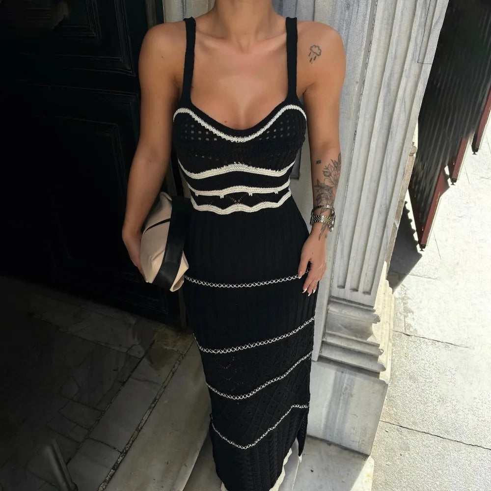 Black Knitted Long Dress , 