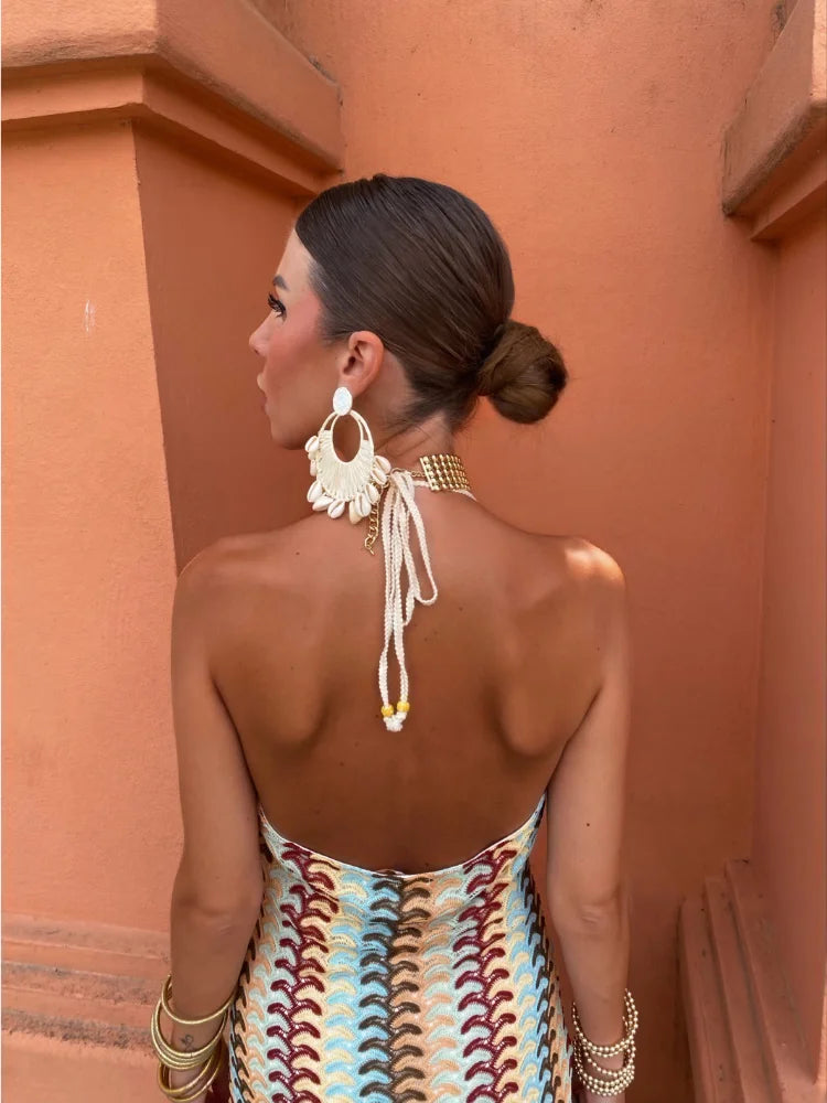Backless Halter Pattern Maxi Dress I Love that Boho